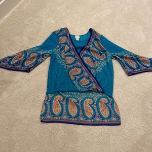 Chico’s suplice front high-low top. Turquoise with murex thread